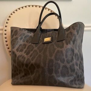 Dolce & Gabbana Black and Gray Leopard Tote